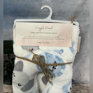 Snuggle Friend Baby Blanket & Neck Pillow Blue-White NWT